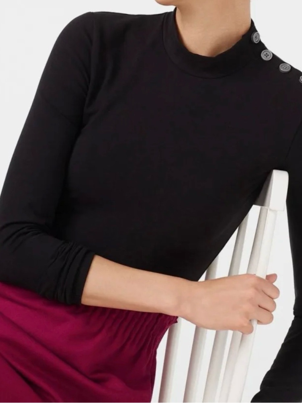 J. Crew Women’s Black Mock Neck Long Sleeved Bodysuit With Buttons Size small